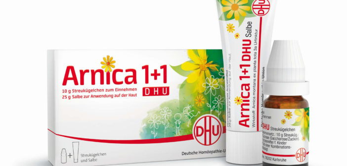 Das homöopathische Arzneimittel Arnica 1 plus 1 (Foto: DHU)